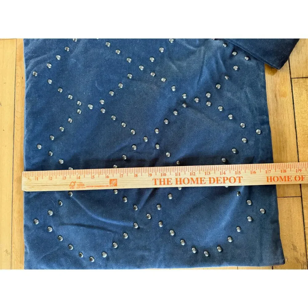 West Elm studded dark blue velour pillow case set 17x17”‎